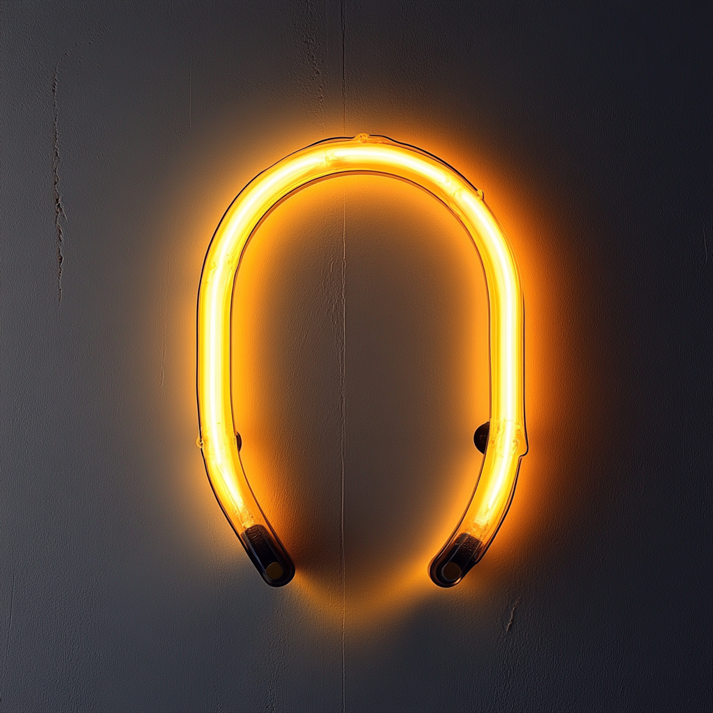 Horseshoe - Yellow Neon Sign, 24 Inches