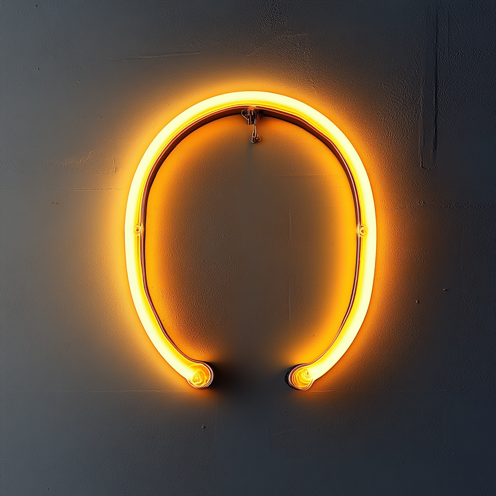 Horseshoe - Yellow Neon Sign, 24 Inches