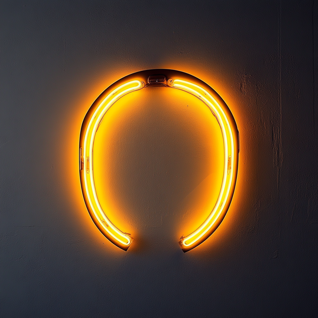 Horseshoe - Yellow Neon Sign, 18 Inches
