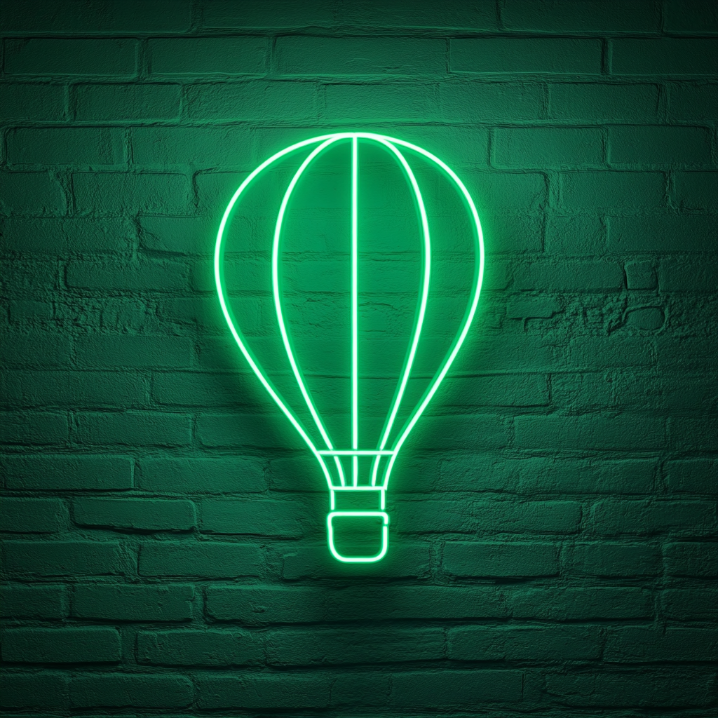 Hot Air Balloon - Green Neon Sign, 24 Inches
