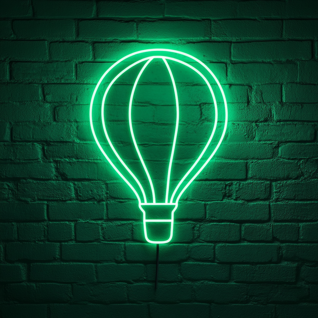 Hot Air Balloon - Green Neon Sign, 24 Inches