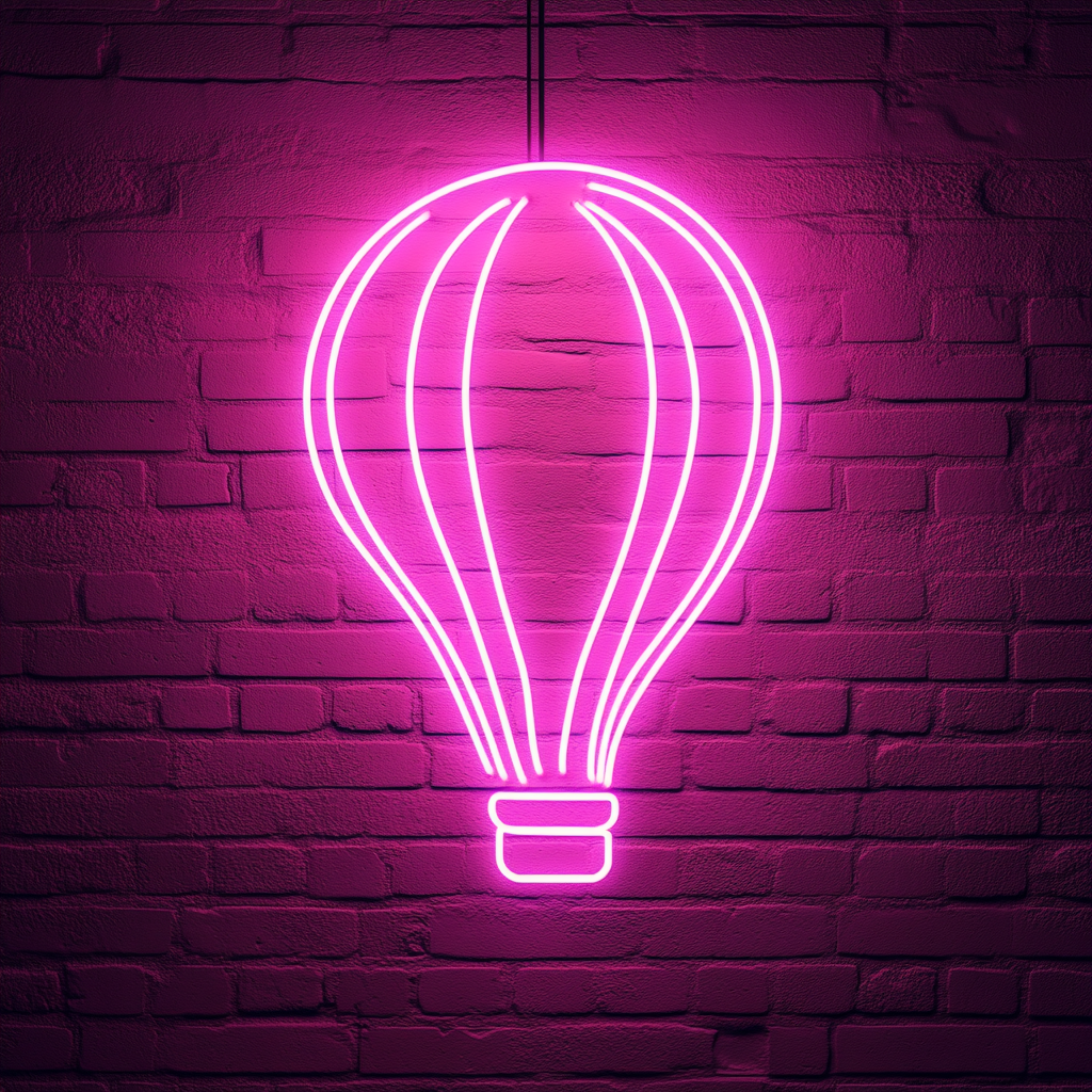 Hot Air Balloon - Pink Neon Sign, 18 Inches
