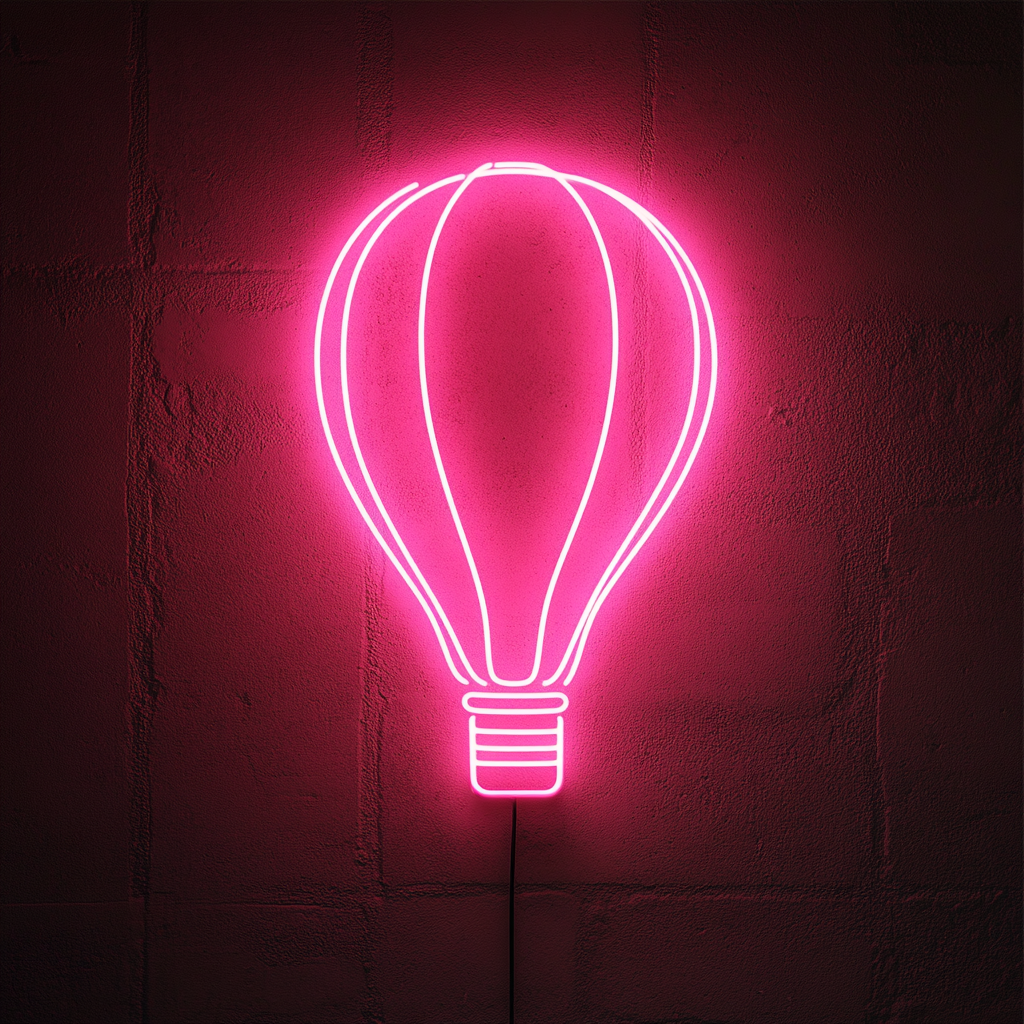 Hot Air Balloon - Pink Neon Sign, 18 Inches