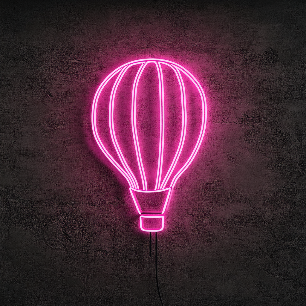 Hot Air Balloon - Pink Neon Sign, 24 Inches