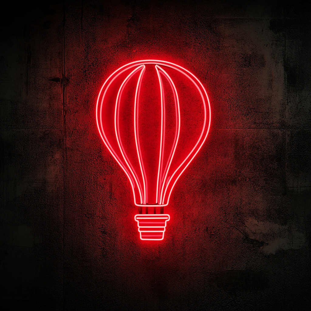 Hot Air Balloon - Red Neon Sign, 18 Inches