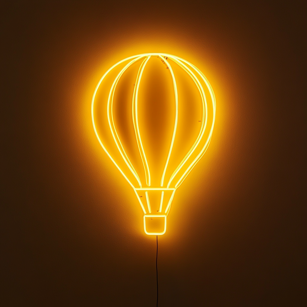 Hot Air Balloon - Yellow Neon Sign, 18 Inches