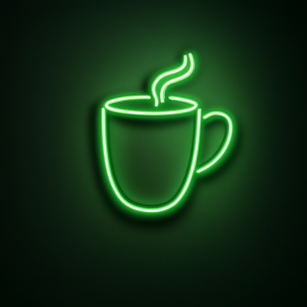 Hot Chocolate Mug - Green Neon Sign, 24 Inches