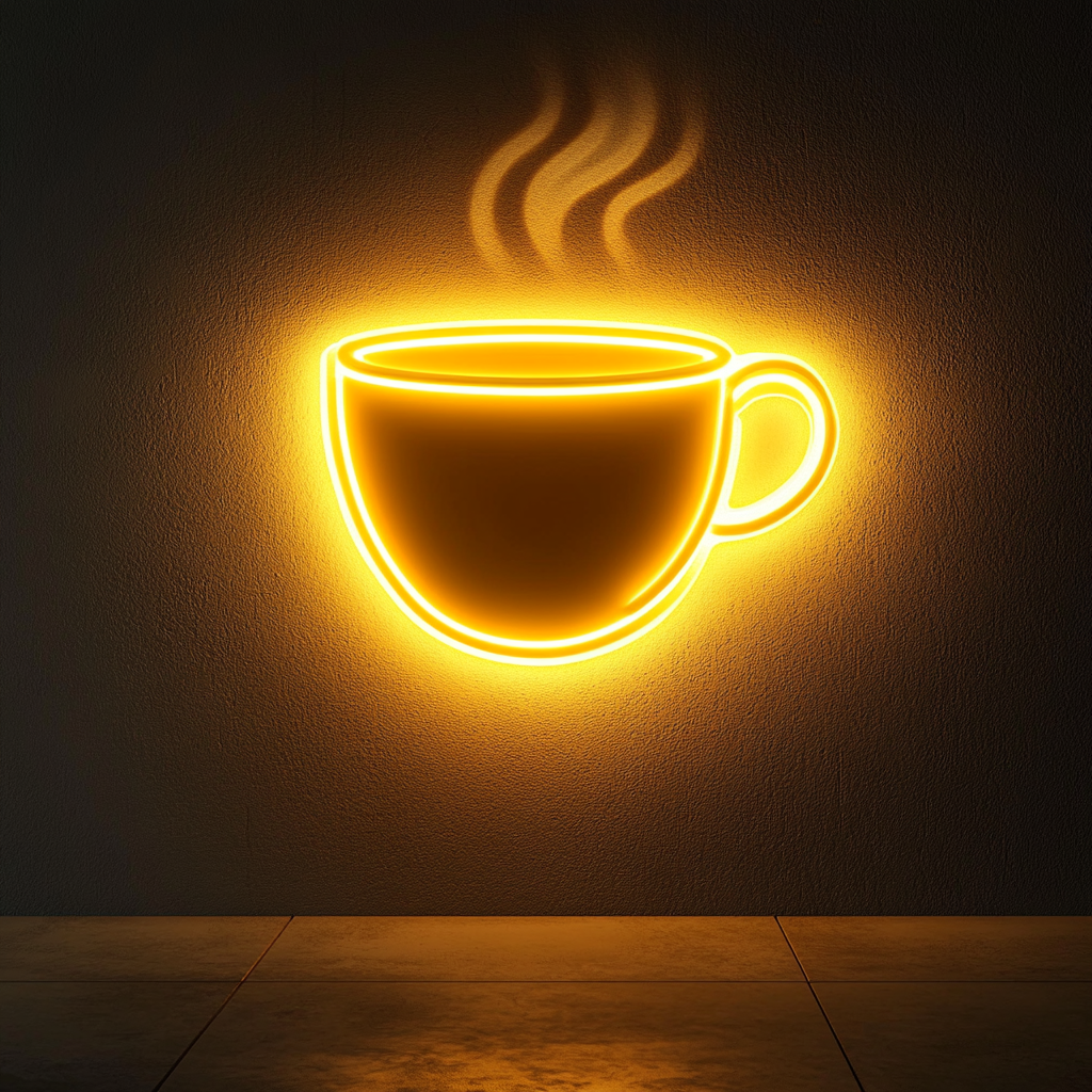 Hot Cup of Tea - Yellow Neon Sign, 18 Inches