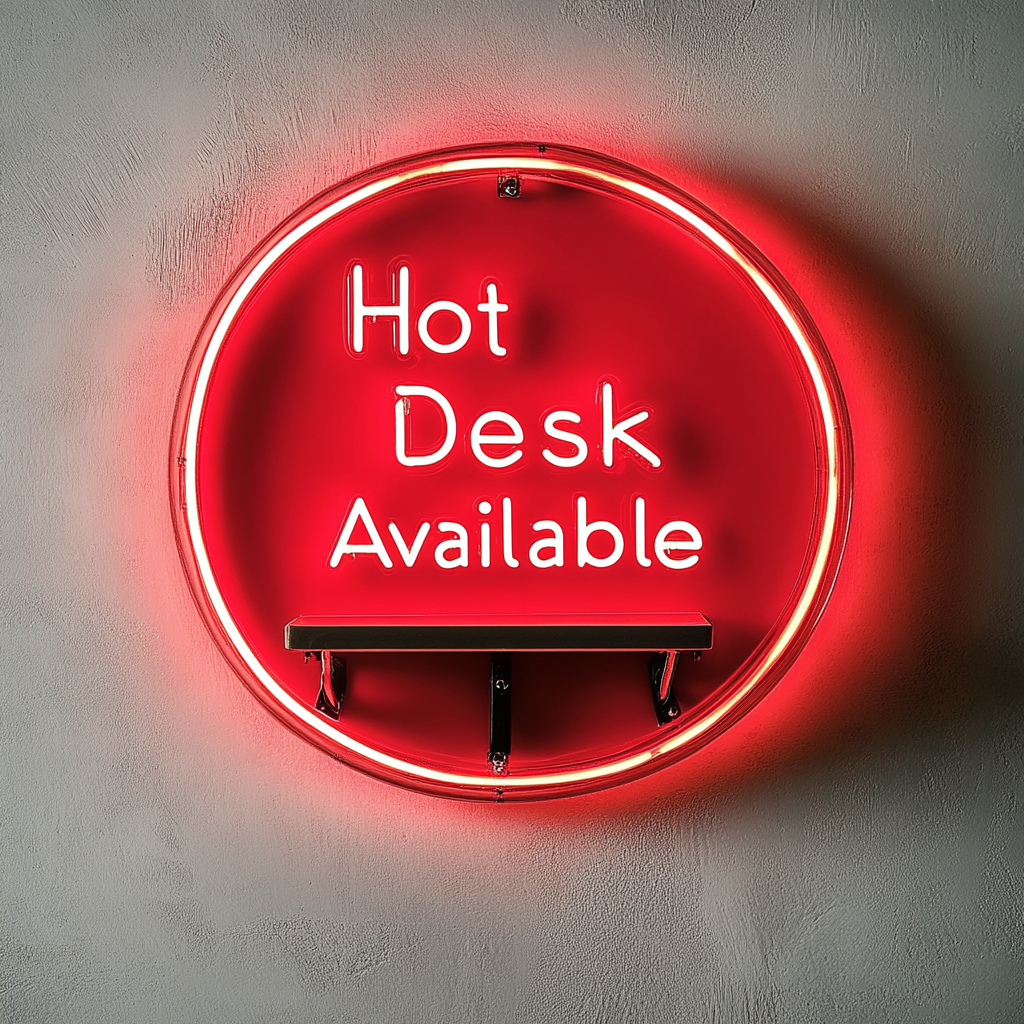 "Hot Desk Available" - Red Neon Sign, 24 Inches
