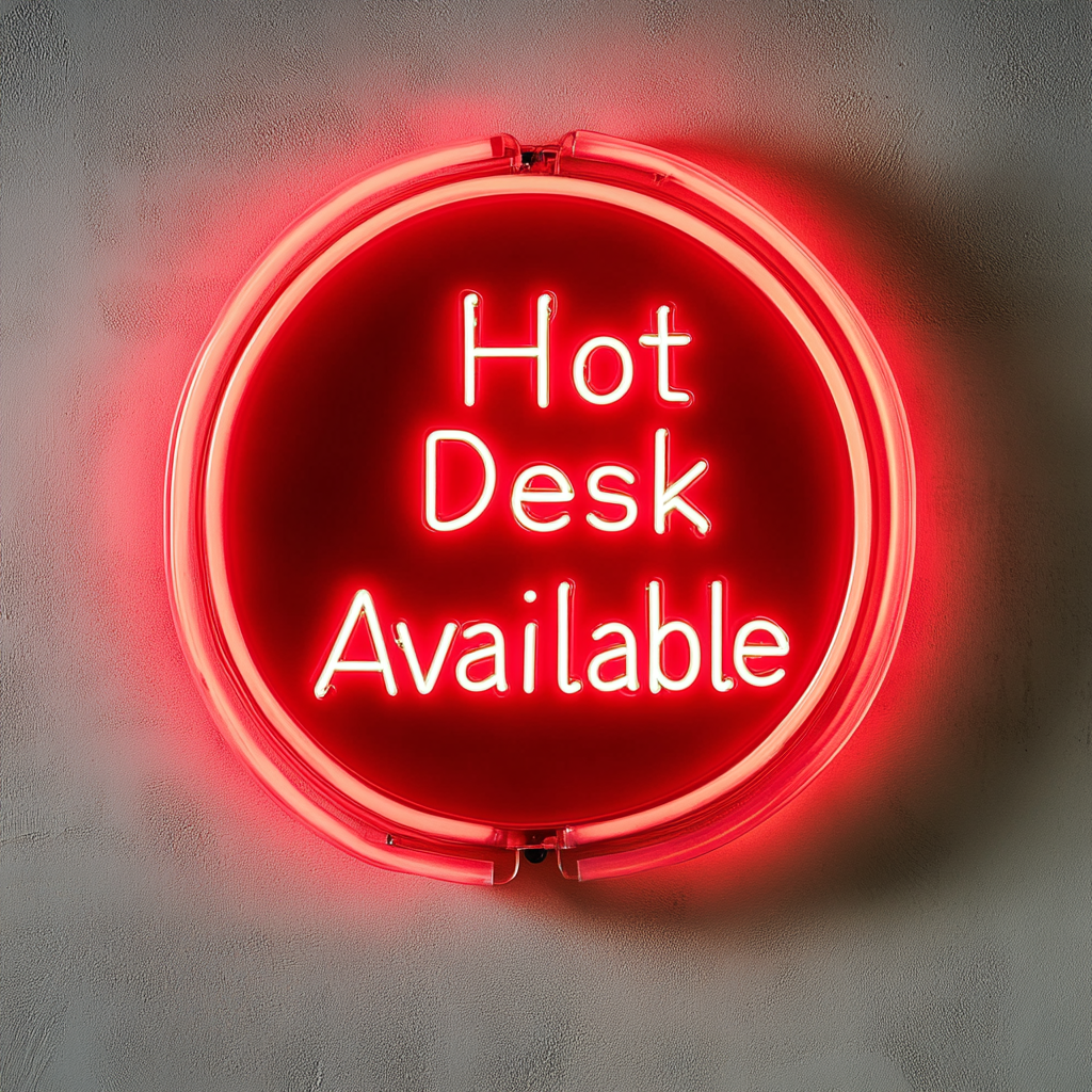 "Hot Desk Available" - Red Neon Sign, 24 Inches