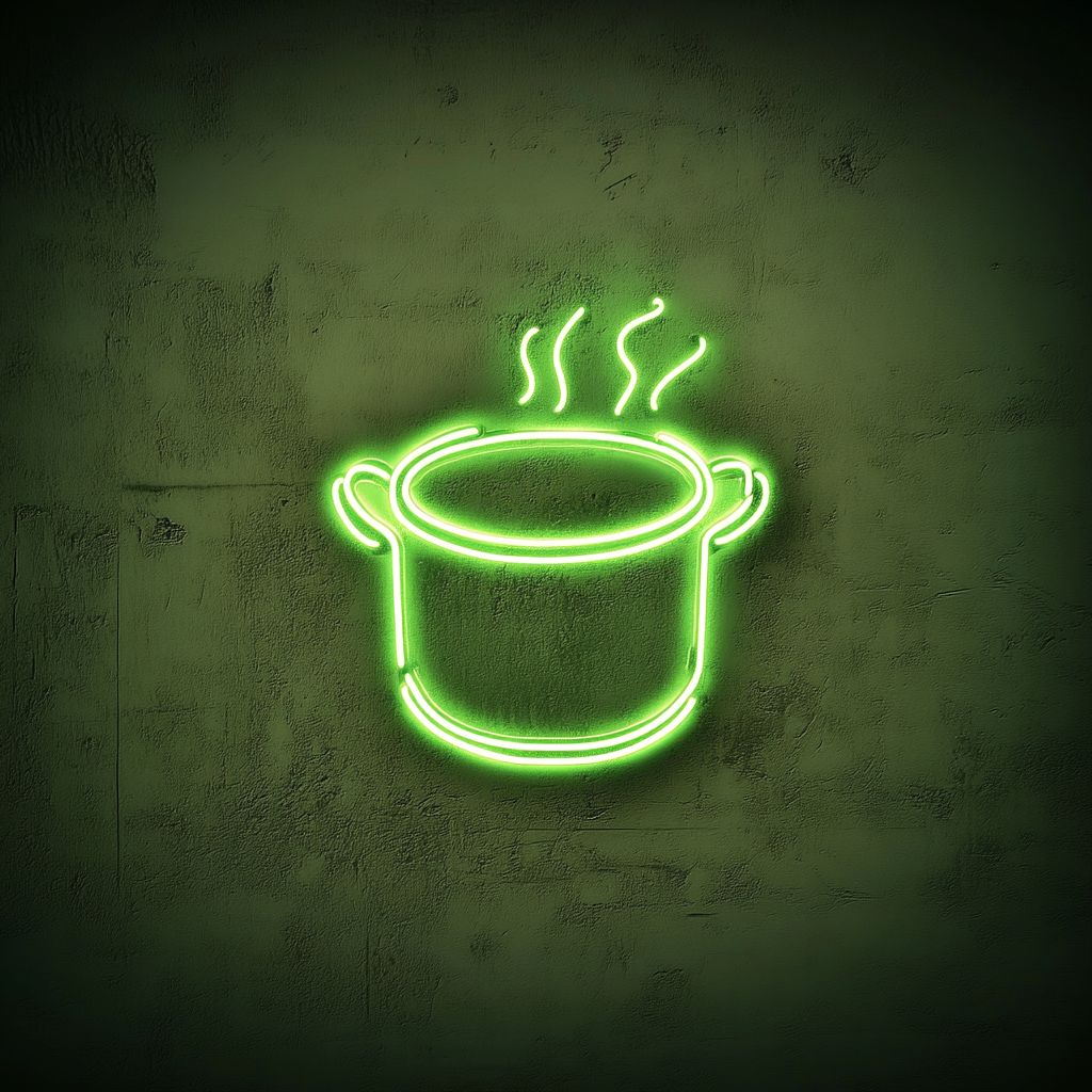 Hot Soup Pot - Green Neon Sign, 18 Inches