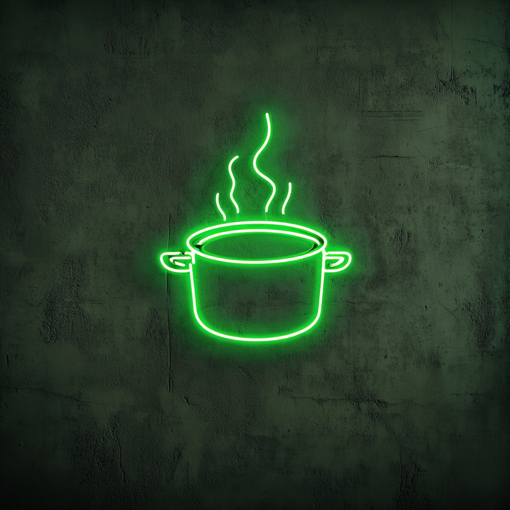 Hot Soup Pot - Green Neon Sign, 24 Inches