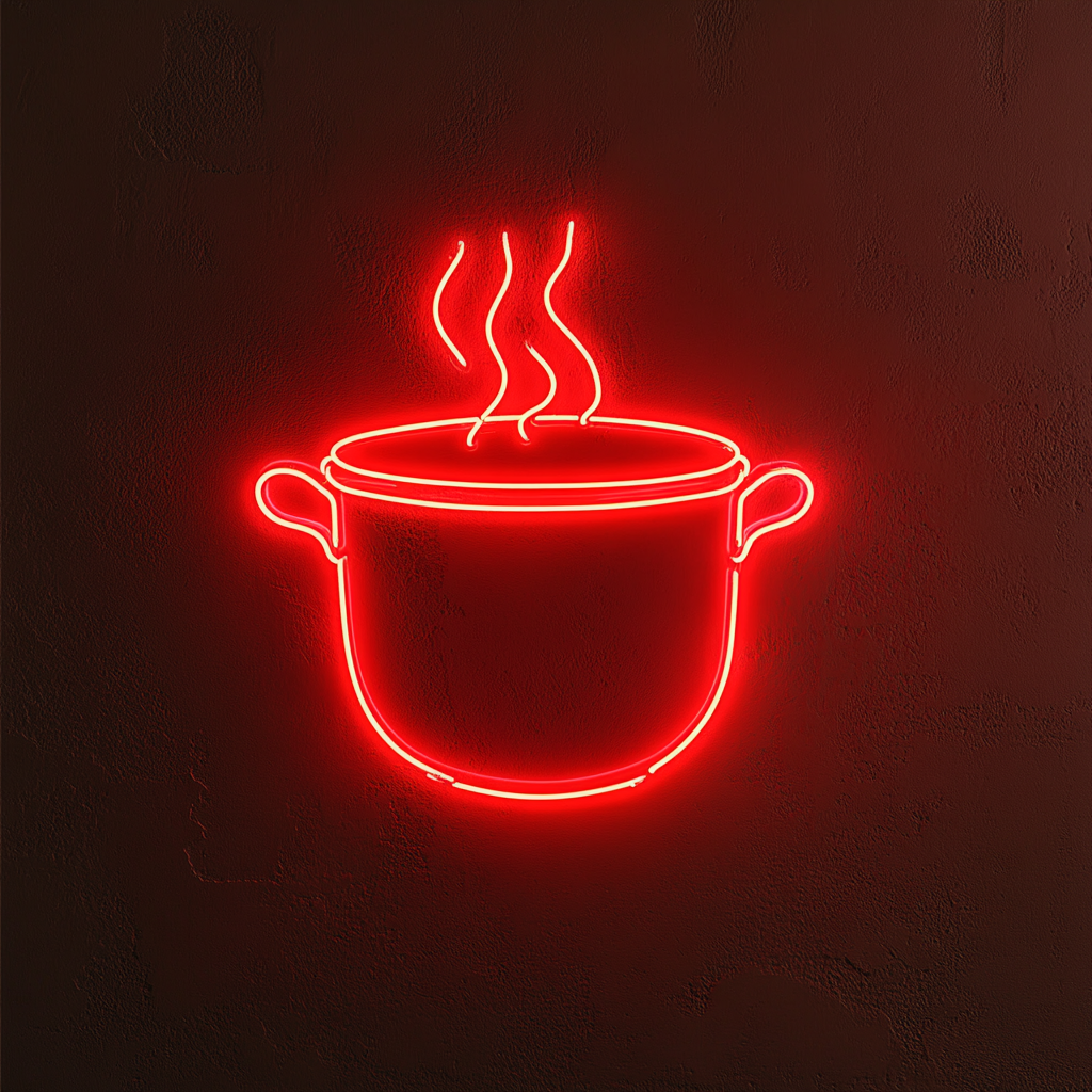 Hot Soup Pot - Red Neon Sign, 24 Inches