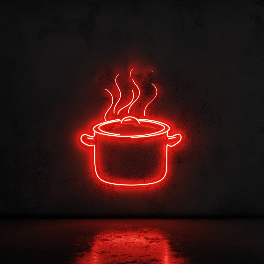Hot Soup Pot - Red Neon Sign, 18 Inches