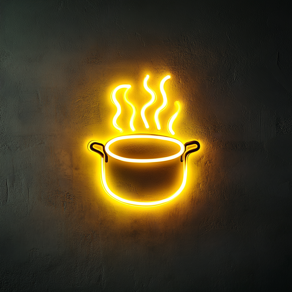Hot Soup Pot - Yellow Neon Sign, 24 Inches