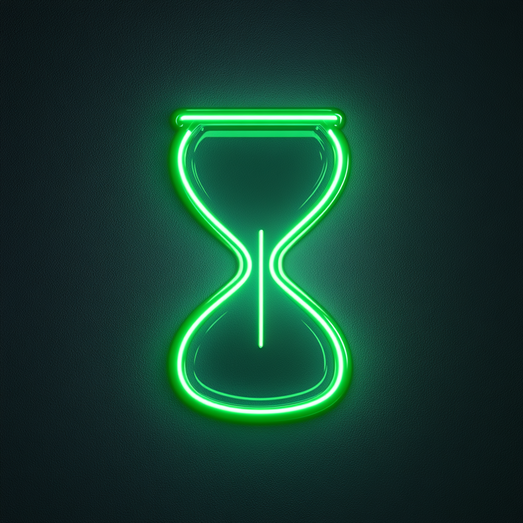 Hourglass - Green Neon Sign, 24 Inches