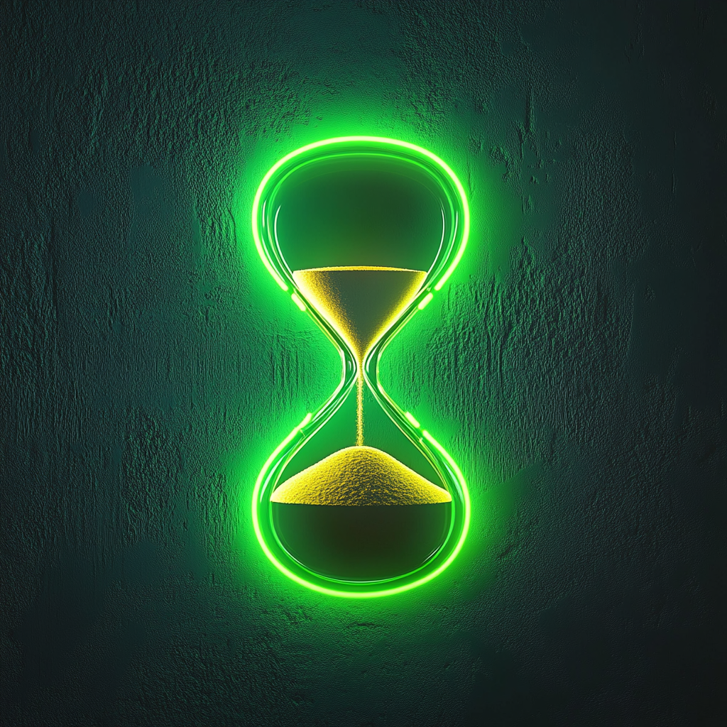 Hourglass with Sand - Green Neon Sign, 24 Inches