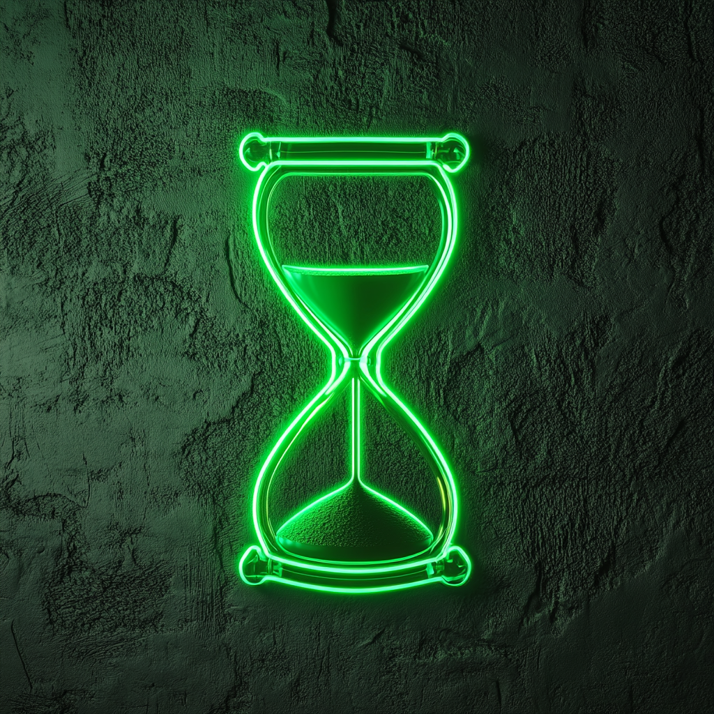 Hourglass with Sand - Green Neon Sign, 18 Inches