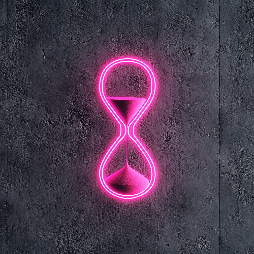 Hourglass with Sand - Pink Neon Sign, 18 Inches