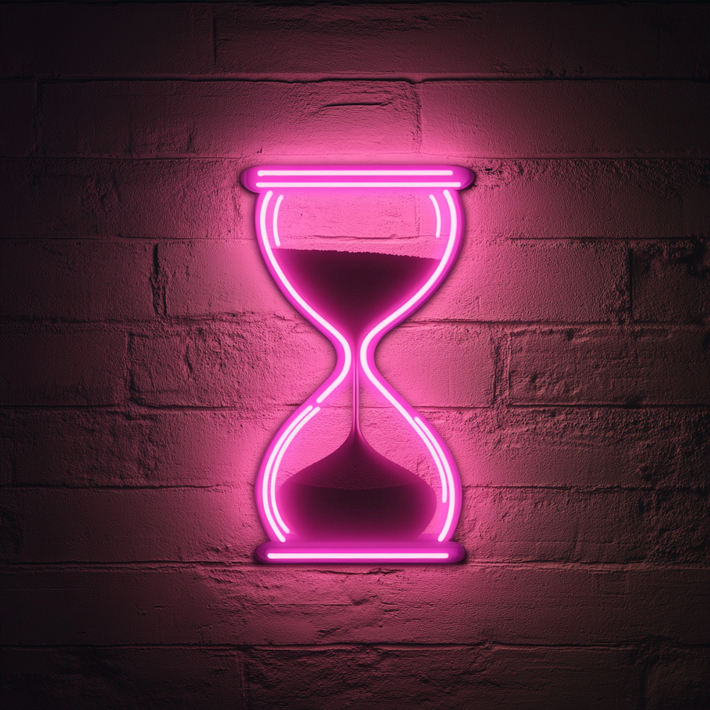 Hourglass with Sand - Pink Neon Sign, 18 Inches