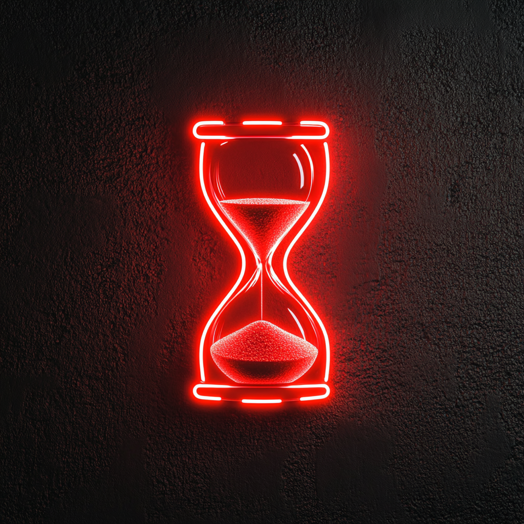 Hourglass with Sand - Red Neon Sign, 24 Inches