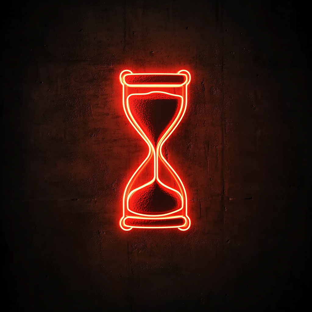 Hourglass with Sand - Red Neon Sign, 24 Inches