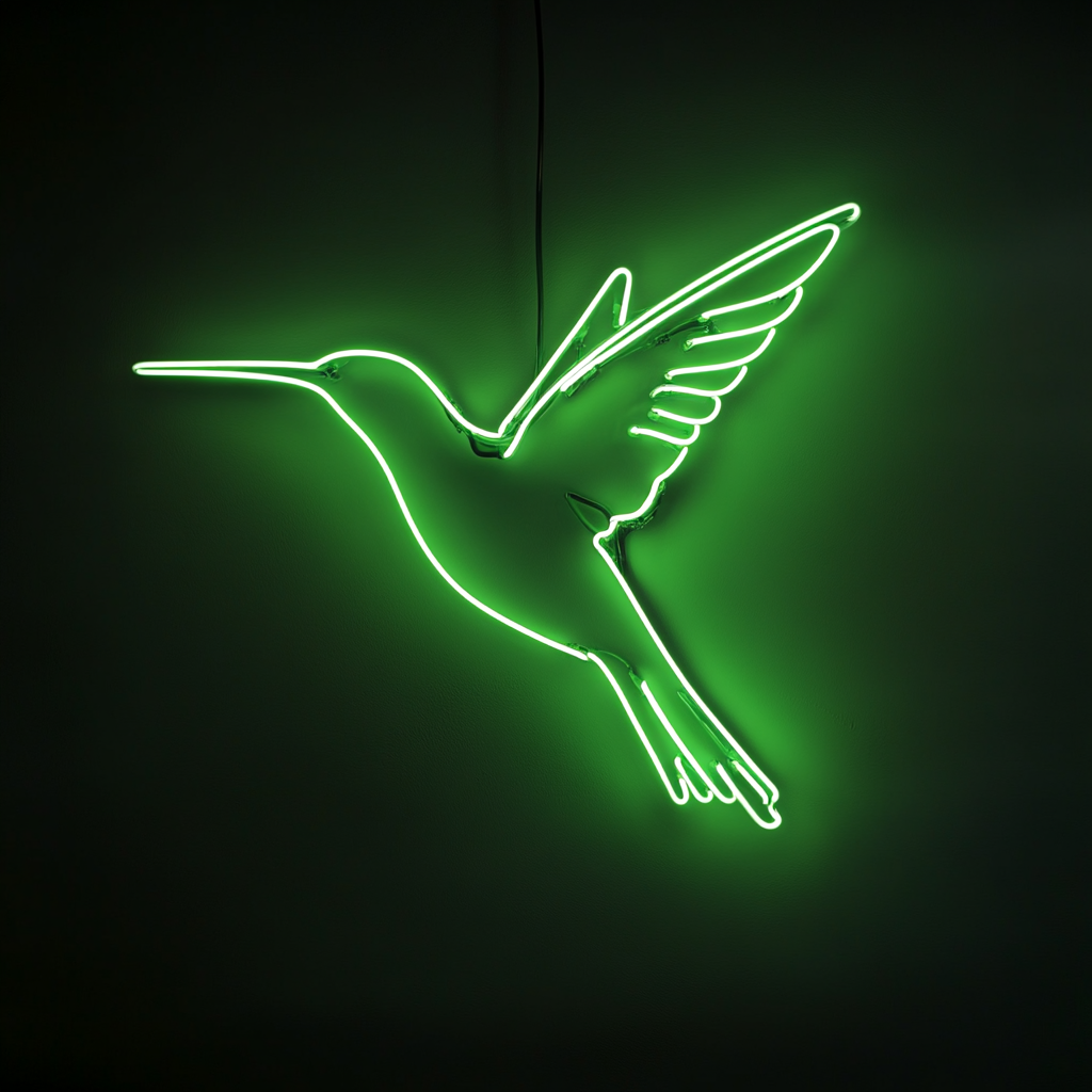 Hummingbird - Green Neon Sign, 18 Inches