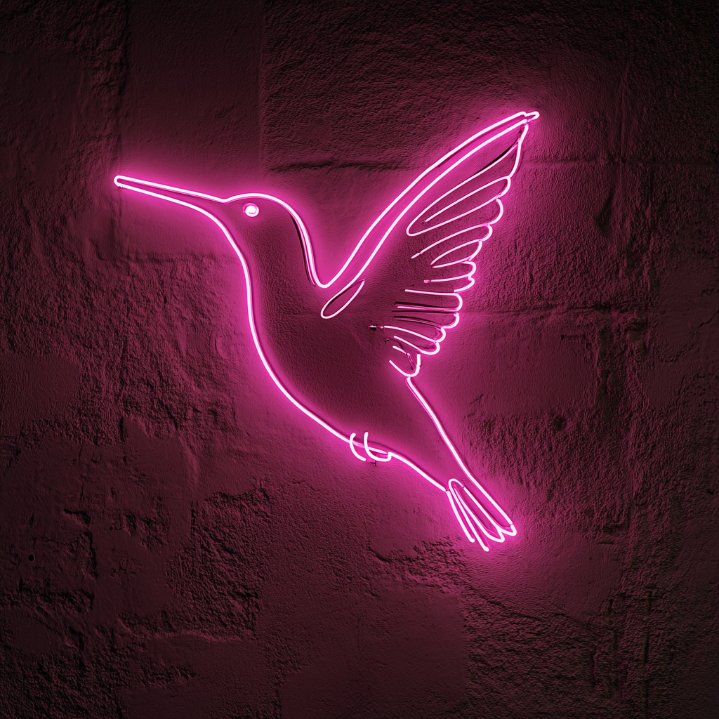 Hummingbird - Pink Neon Sign, 24 Inches