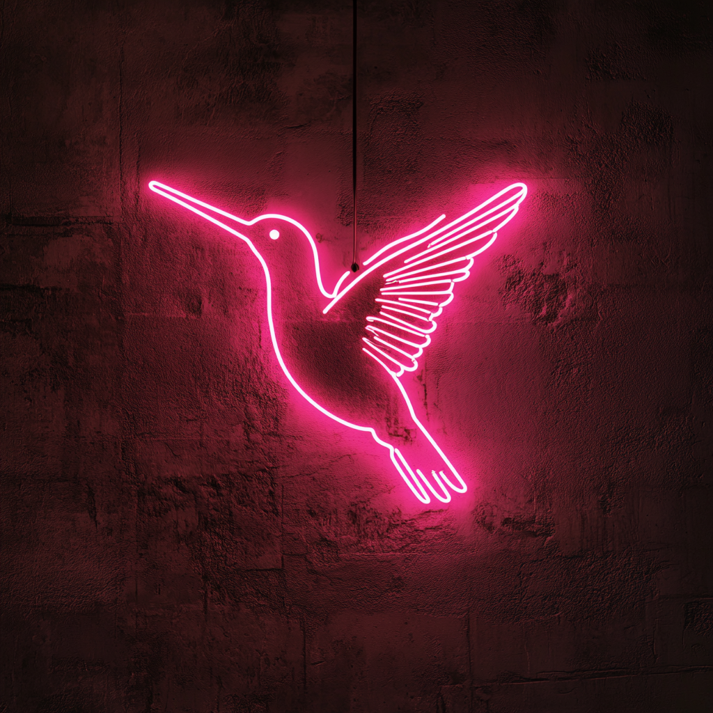 Hummingbird - Pink Neon Sign, 24 Inches