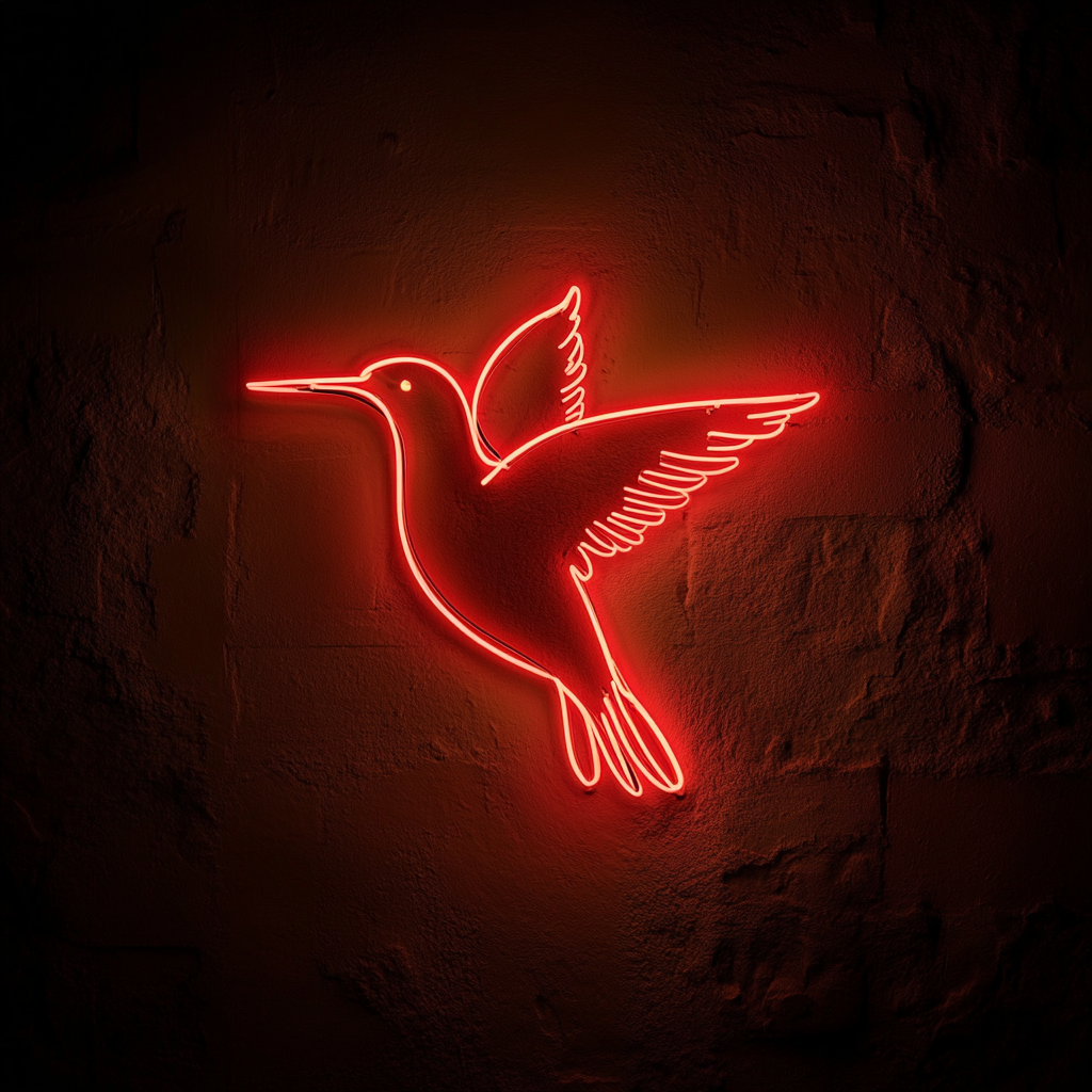 Hummingbird - Red Neon Sign, 18 Inches