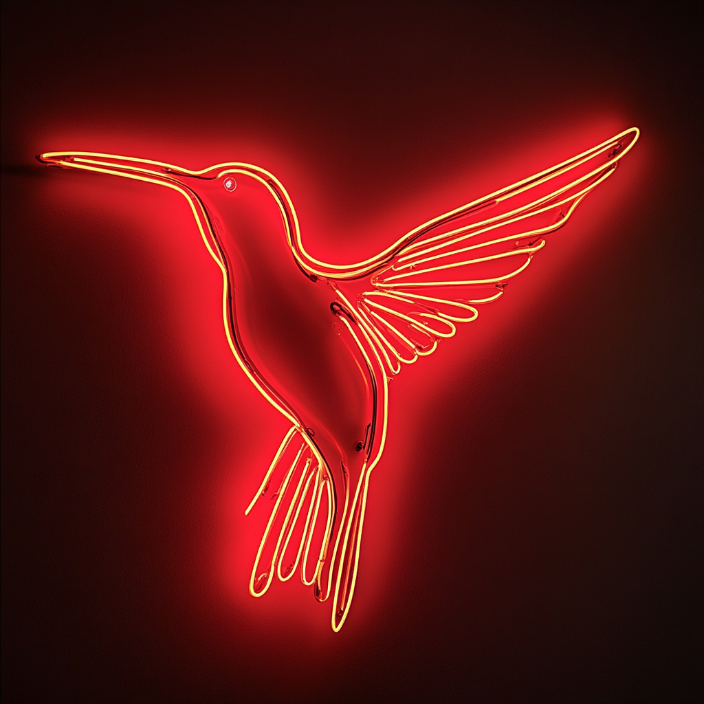 Hummingbird - Red Neon Sign, 18 Inches