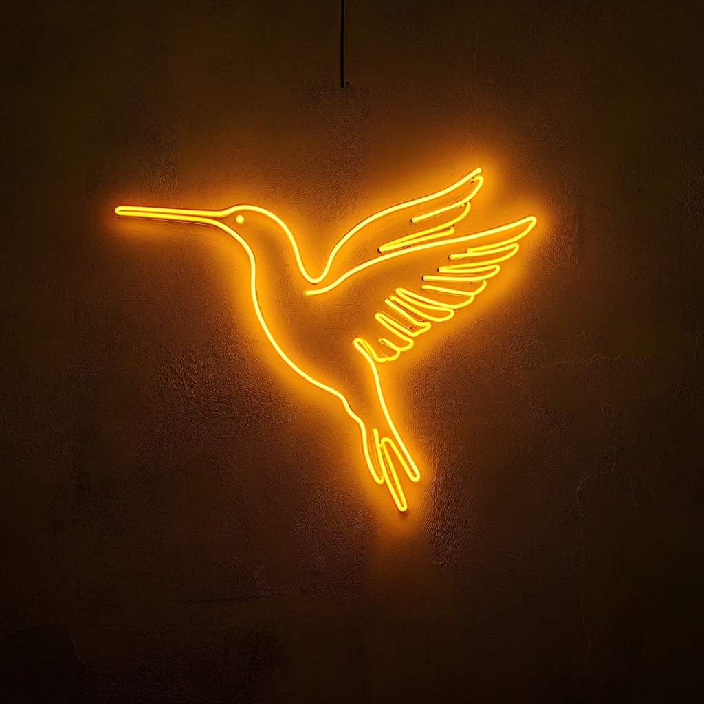 Hummingbird - Yellow Neon Sign, 18 Inches