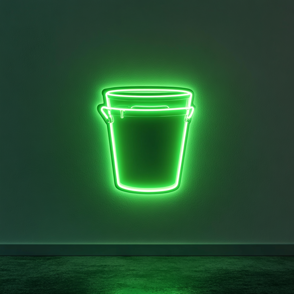Ice Bucket - Green Neon Sign, 18 Inches