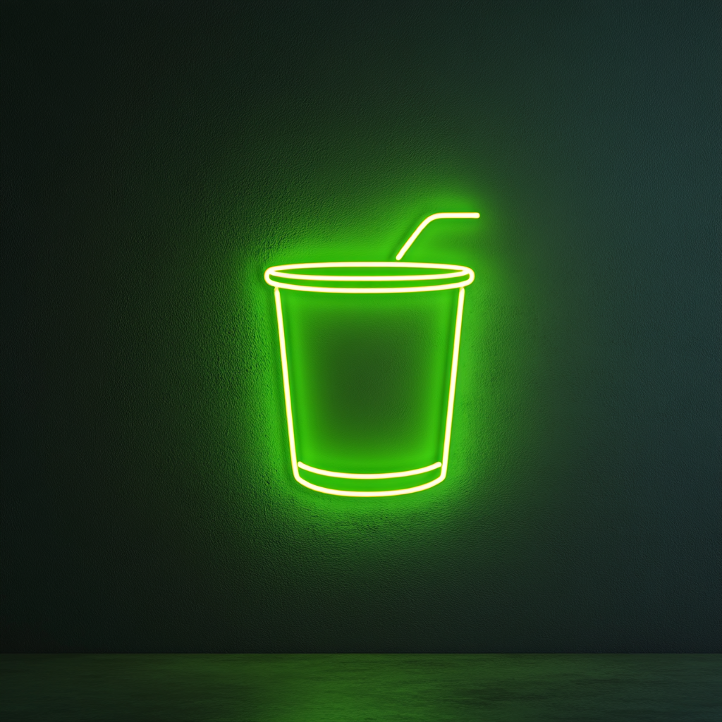 Ice Bucket - Green Neon Sign, 18 Inches