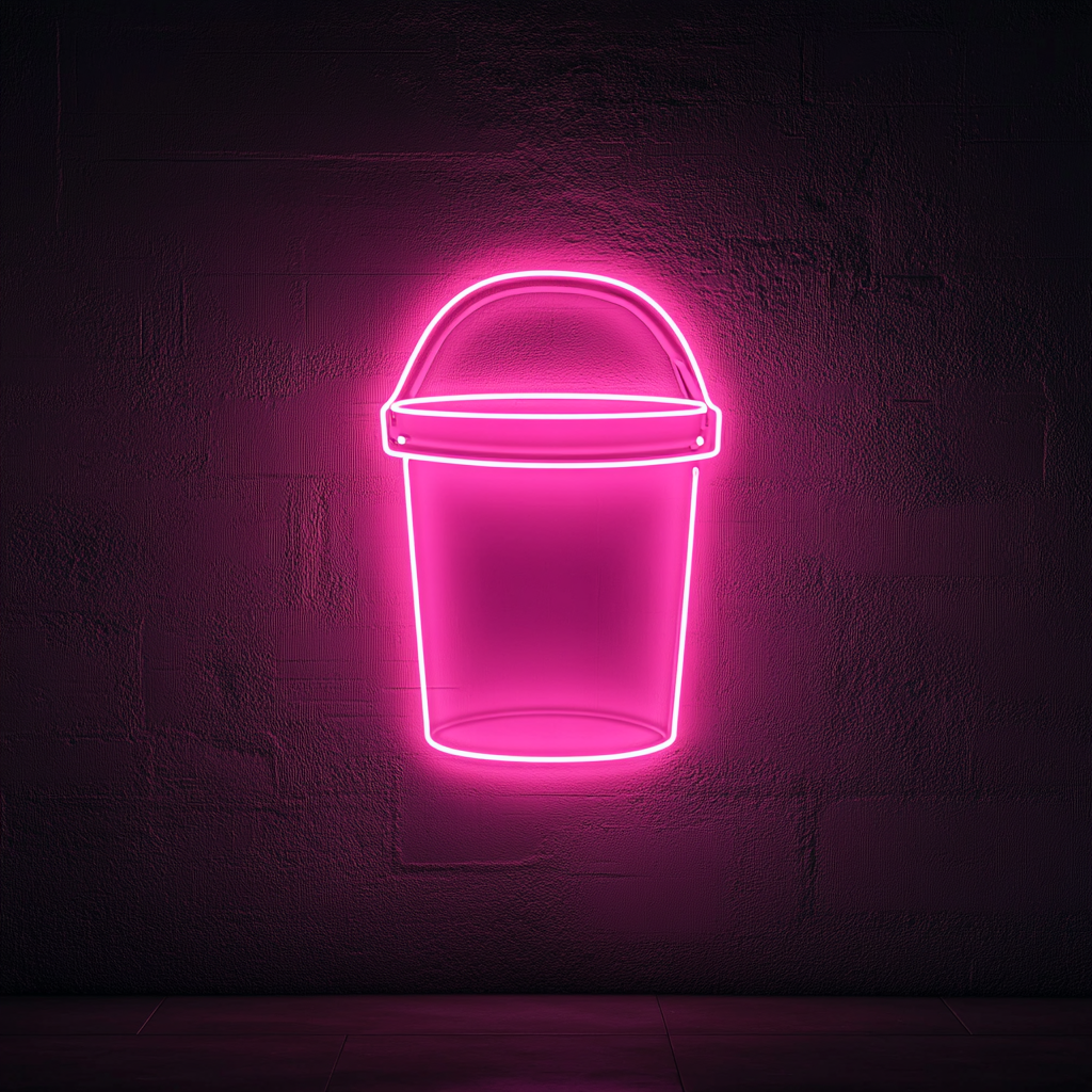 Ice Bucket - Pink Neon Sign, 24 Inches