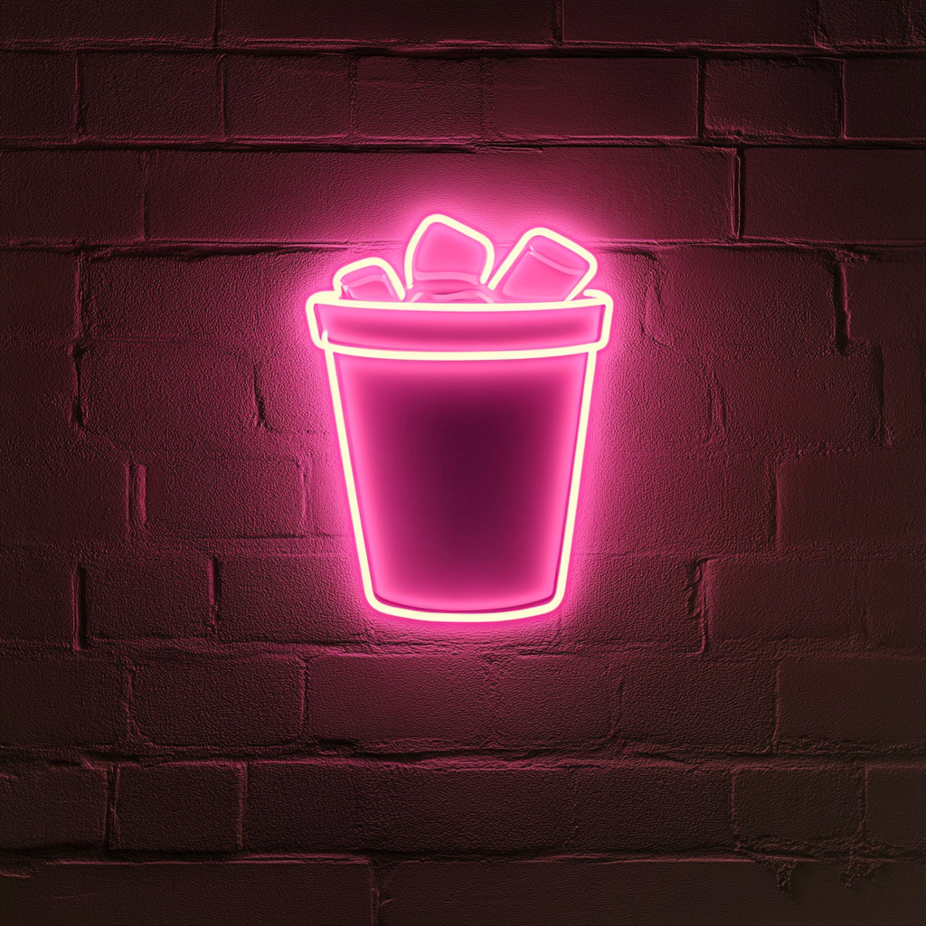 Ice Bucket - Pink Neon Sign, 24 Inches