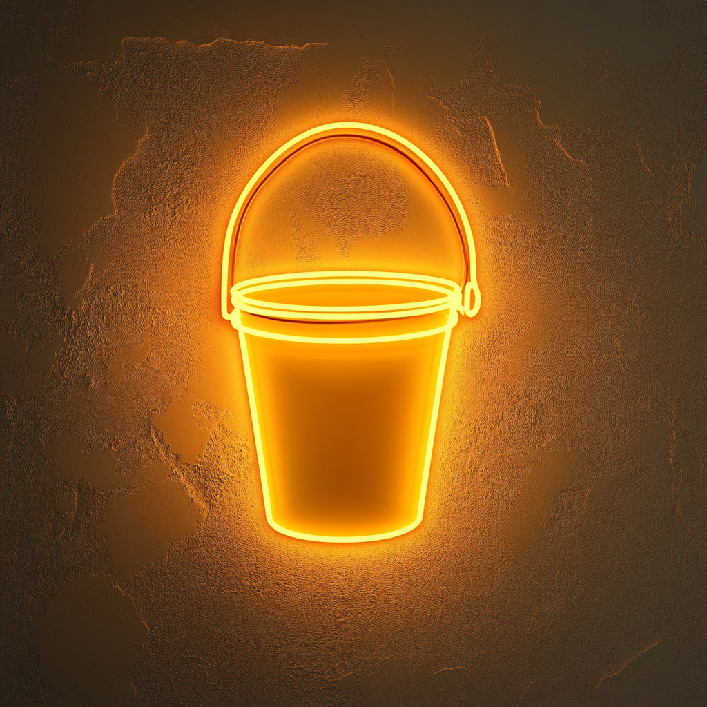 Ice Bucket - Yellow Neon Sign, 18 Inches