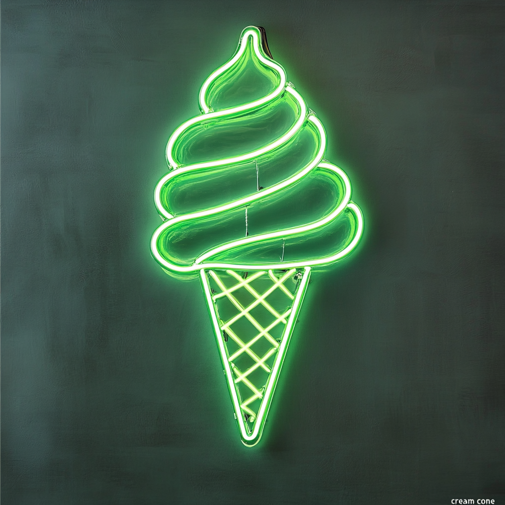 Ice Cream - Green Neon Sign, 24 Inches