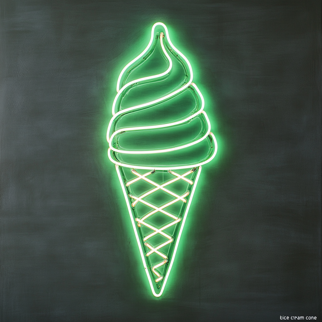 Ice Cream - Green Neon Sign, 18 Inches