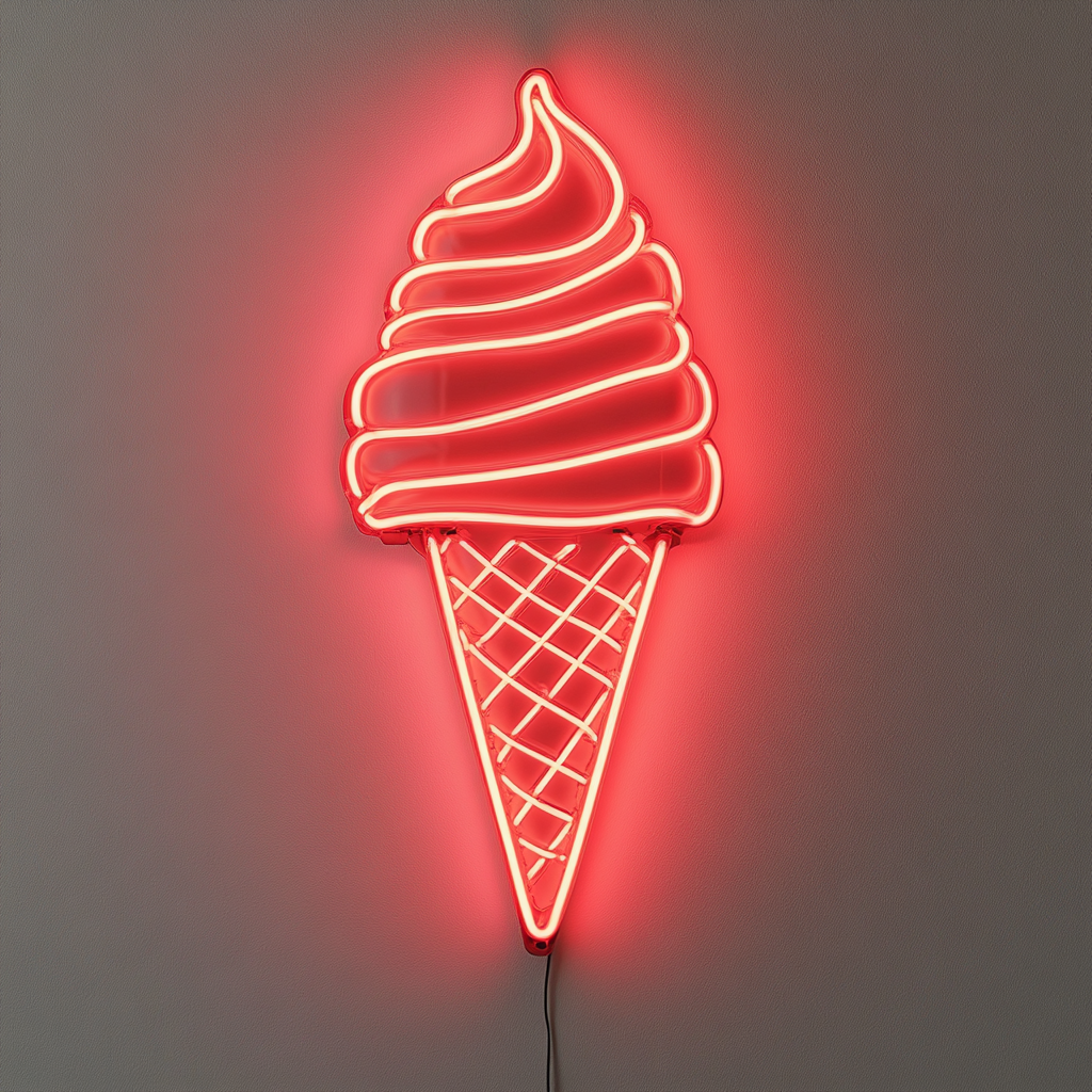 Ice Cream - Red Neon Sign, 24 Inches