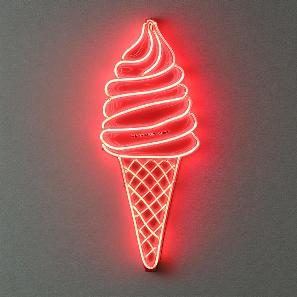 Ice Cream - Red Neon Sign, 24 Inches