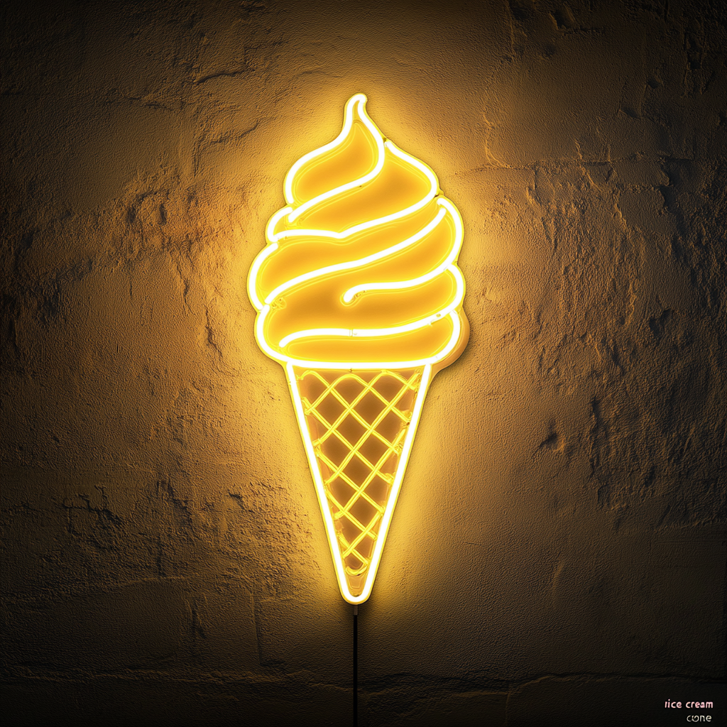 Ice Cream - Yellow Neon Sign, 24 Inches