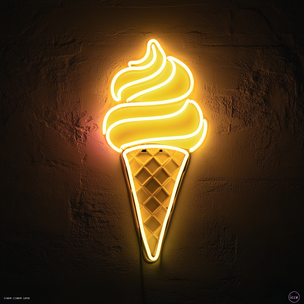 Ice Cream - Yellow Neon Sign, 18 Inches