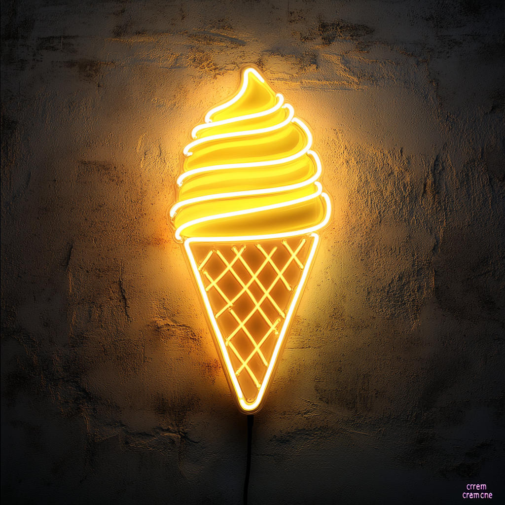 Ice Cream - Yellow Neon Sign, 18 Inches