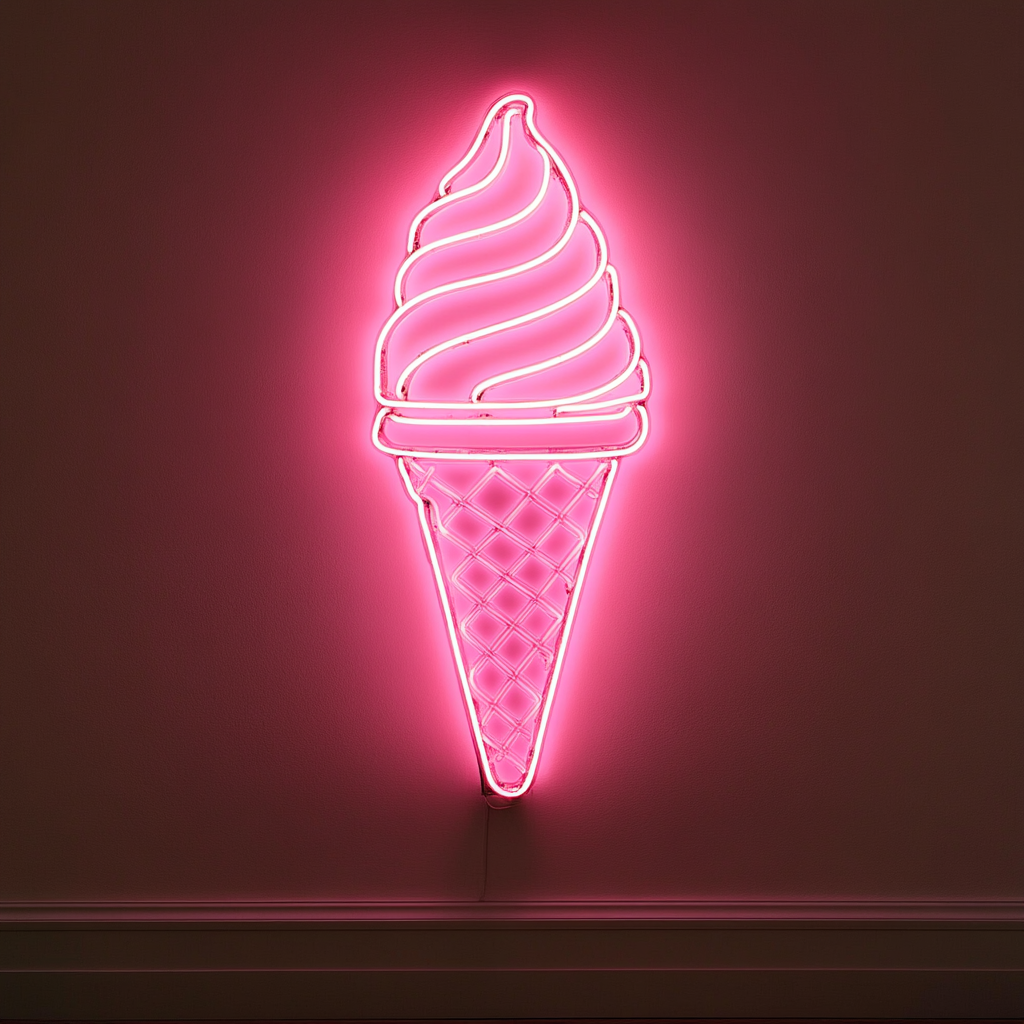 Ice Cream Cone - Pink Neon Sign, 18 Inches