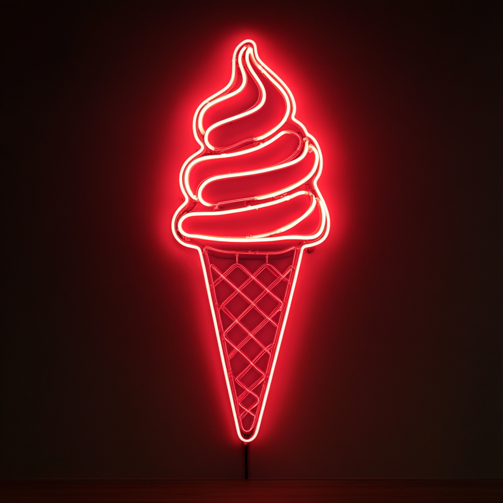 Ice Cream Cone - Red Neon Sign, 24 Inches