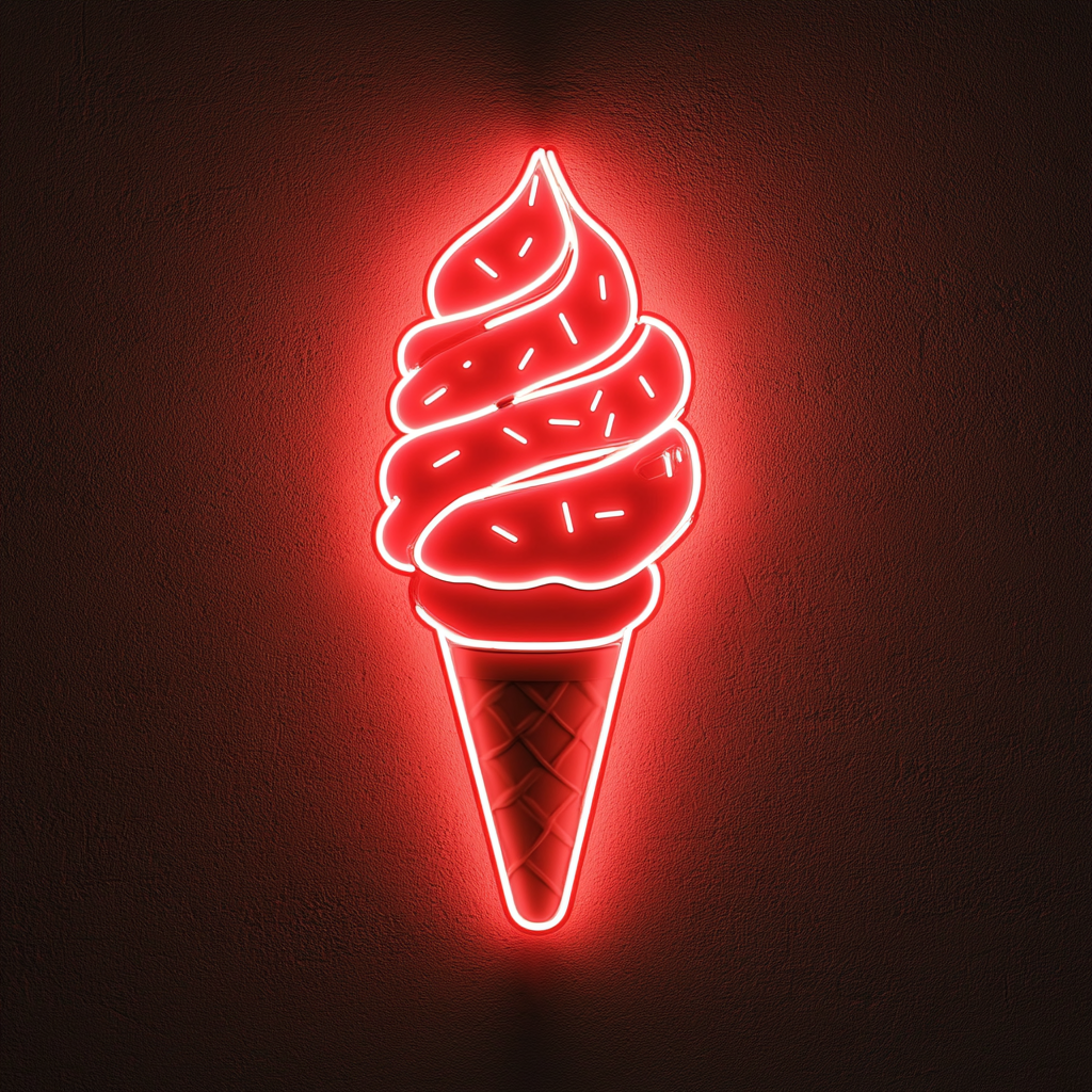 Ice Cream Cone with Sprinkles - Red Neon Sign, 24 Inches