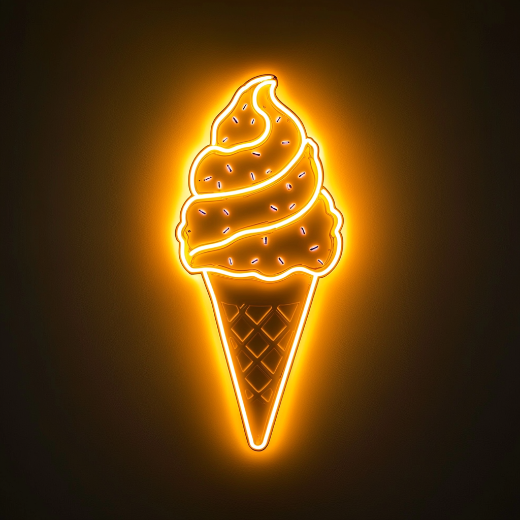 Ice Cream Cone with Sprinkles - Yellow Neon Sign, 18 Inches