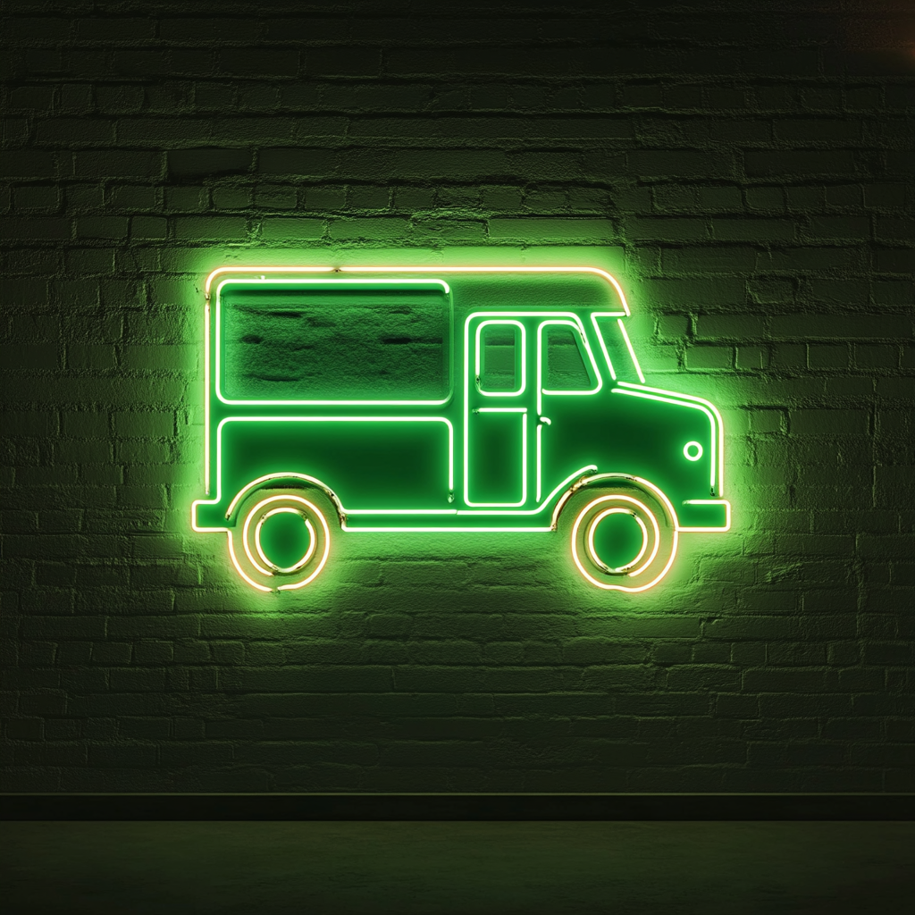 Ice Cream Truck - Green Neon Sign, 24 Inches