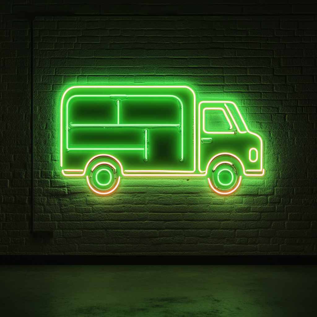 Ice Cream Truck - Green Neon Sign, 18 Inches
